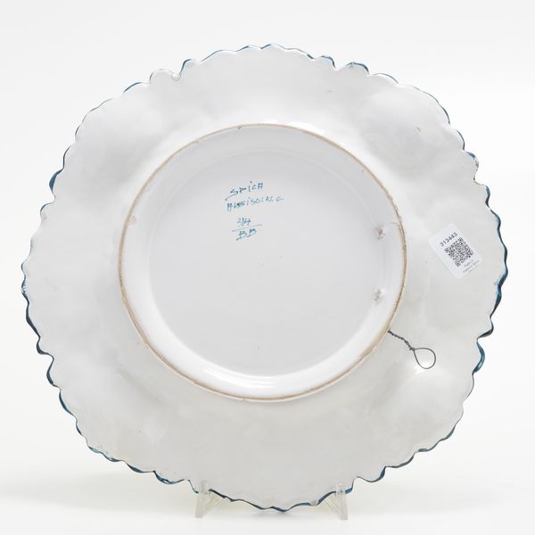Grande piatto.<BR>Albisola, Manifattura Spica, secondo quarto del XX secolo.  - Asta Maioliche, Porcellane e Vetri - Associazione Nazionale - Case d'Asta italiane