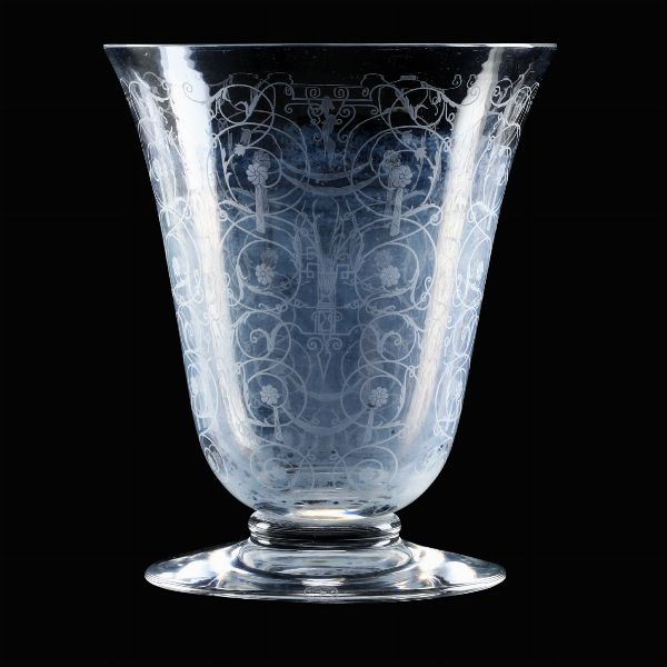 Vaso Michelangelo.<BR>Francia, manifattura Baccarat, secondo quarto del XX secolo.  - Asta Maioliche, Porcellane e Vetri - Associazione Nazionale - Case d'Asta italiane