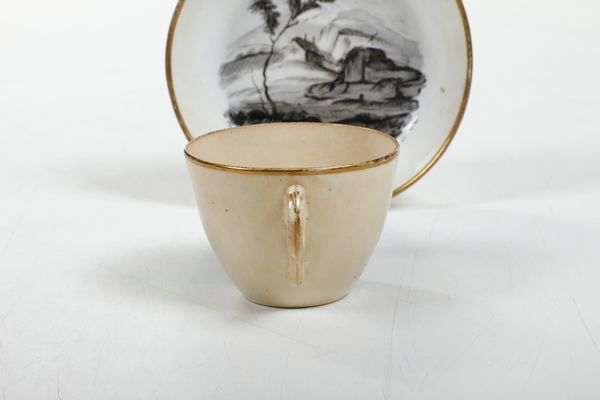 Una tazza e un piattino.<BR>Inghilterra, Stoke-on-Trent, Manifattura Minton, verso il 1835.  - Asta Maioliche, Porcellane e Vetri - Associazione Nazionale - Case d'Asta italiane