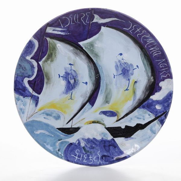 Piatto da parata per le Colombiadi del 1992.<BR>Giannetto Fieschi (1921-2010).  - Asta Maioliche, Porcellane e Vetri - Associazione Nazionale - Case d'Asta italiane