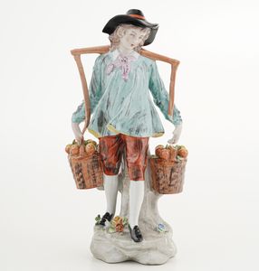 Figurina.<BR>Germania, Turingia, Manifattura di Sitzendorf, XX secolo.  - Asta Maioliche, Porcellane e Vetri - Associazione Nazionale - Case d'Asta italiane