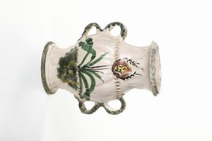 Vaso biansato.<BR>Nove, XIX-XX secolo.  - Asta Maioliche, Porcellane e Vetri - Associazione Nazionale - Case d'Asta italiane