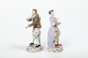 Coppia di figurine.<BR>Turingia, XX secolo.  - Asta Maioliche, Porcellane e Vetri - Associazione Nazionale - Case d'Asta italiane