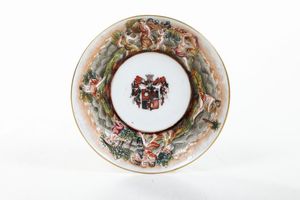 Tazza con piattino.<BR>Turingia, XX secolo.  - Asta Maioliche, Porcellane e Vetri - Associazione Nazionale - Case d'Asta italiane