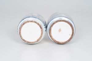 Coppia di albarelli.<BR>Probabilmente Napoli, XX secolo.  - Asta Maioliche, Porcellane e Vetri - Associazione Nazionale - Case d'Asta italiane