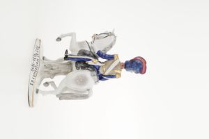 Figurina di soldato a cavallo.<BR>Germania, Turingia, Manifattura di Sitzendorf, XX secolo.  - Asta Maioliche, Porcellane e Vetri - Associazione Nazionale - Case d'Asta italiane