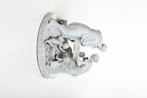 Grande gruppo con giocatori di dadi.<BR>Probabilmente Turingia o Boemia, prima met del XX secolo.  - Asta Maioliche, Porcellane e Vetri - Associazione Nazionale - Case d'Asta italiane