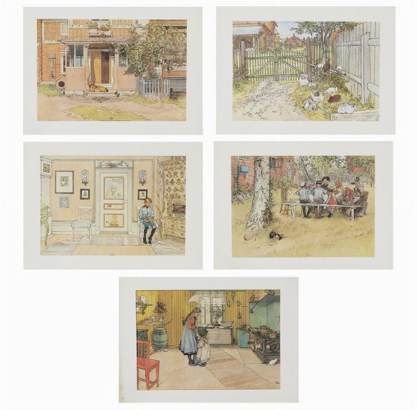 LARSSON CARL (1853 - 1919) : LOTTO COMPOSTO DA N.6 FOGLI  - Asta Asta 499 | ARTE MODERNA E CONTEMPORANEA Virtuale - Associazione Nazionale - Case d'Asta italiane