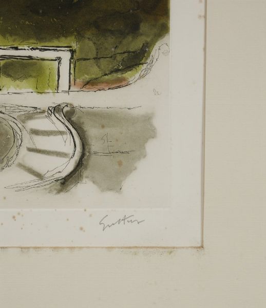 GUTTUSO RENATO (1912 - 1987) : CORTILE DEL PALAZZO DEL GRILLO  - Asta Asta 499 | ARTE MODERNA E CONTEMPORANEA Virtuale - Associazione Nazionale - Case d'Asta italiane