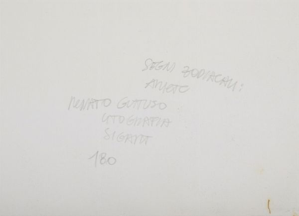 GUTTUSO RENATO (1912 - 1987) : SEGNI ZODIACALI: ARIETE  - Asta Asta 499 | ARTE MODERNA E CONTEMPORANEA Virtuale - Associazione Nazionale - Case d'Asta italiane