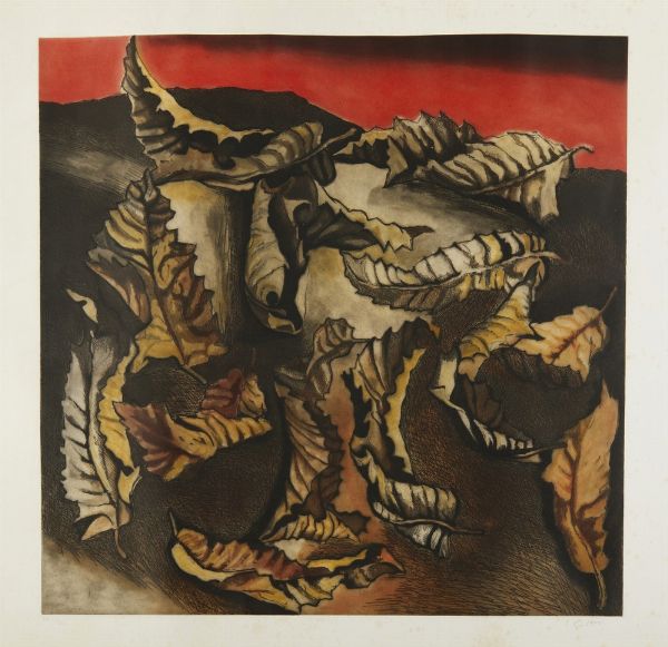 GUTTUSO RENATO (1912 - 1987) : FOGLIE  - Asta Asta 499 | ARTE MODERNA E CONTEMPORANEA Virtuale - Associazione Nazionale - Case d'Asta italiane