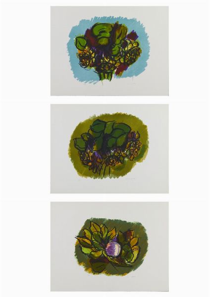 MORLOTTI ENNIO (1910 - 1992) : CARTELLA COMPOSTA DA N.3 FOGLI: MAGNOLIA E GIRASOLI, (1977)  - Asta Asta 499 | ARTE MODERNA E CONTEMPORANEA Virtuale - Associazione Nazionale - Case d'Asta italiane