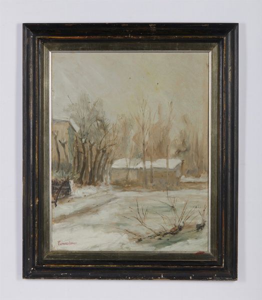 CAMERLENGO FIORE (1921 - 1985) : NEVICATA ALLA BORNATA BRESCIA  - Asta Asta 499 | ARTE MODERNA E CONTEMPORANEA Virtuale - Associazione Nazionale - Case d'Asta italiane