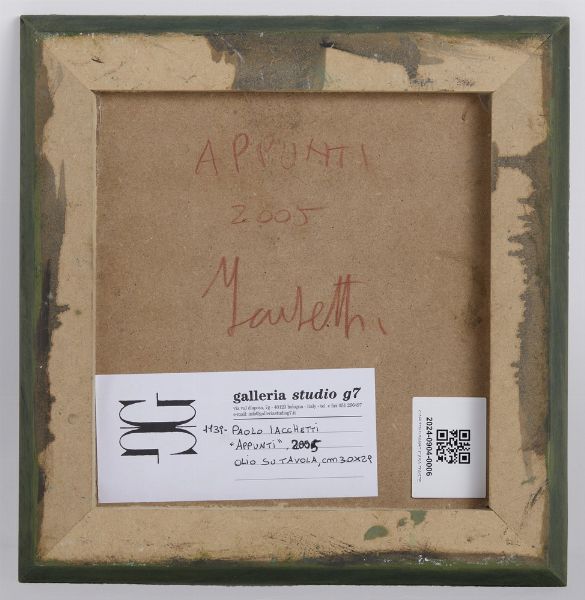 IACCHETTI PAOLO (n. 1953) : APPUNTI  - Asta Asta 499 | ARTE MODERNA E CONTEMPORANEA Virtuale - Associazione Nazionale - Case d'Asta italiane