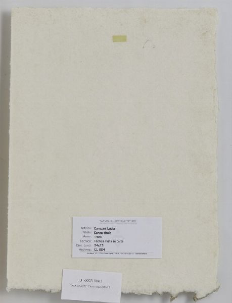 CAMPANI LUCIA : LOTTO COMPOSTO DA N. 3 DISEGNI: SENZA TITOLO  - Asta Asta 499 | ARTE MODERNA E CONTEMPORANEA Virtuale - Associazione Nazionale - Case d'Asta italiane