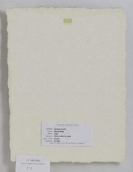 CAMPANI LUCIA : LOTTO COMPOSTO DA N. 3 DISEGNI: SENZA TITOLO  - Asta Asta 499 | ARTE MODERNA E CONTEMPORANEA Virtuale - Associazione Nazionale - Case d'Asta italiane