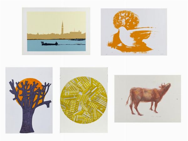 ARTISTI VARI : LOTTO COMPOSTO DA N.5 FOGLI  - Asta Asta 499 | ARTE MODERNA E CONTEMPORANEA Virtuale - Associazione Nazionale - Case d'Asta italiane