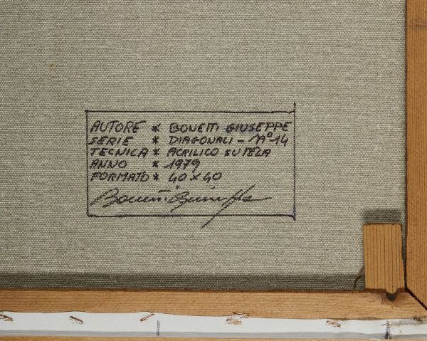 BONETTI BEPPE (n. 1951) : DIAGONALI 19 -14  - Asta Asta 499 | ARTE MODERNA E CONTEMPORANEA Virtuale - Associazione Nazionale - Case d'Asta italiane