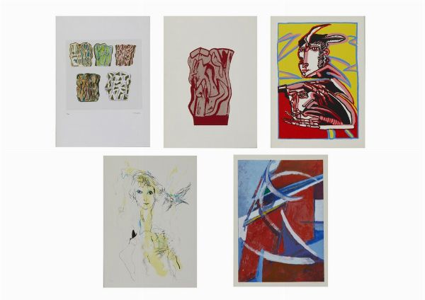 AUTORI VARI : LOTTO COMPOSTO DA N.5 FOGLI: SENZA TITOLO  - Asta Asta 499 | ARTE MODERNA E CONTEMPORANEA Virtuale - Associazione Nazionale - Case d'Asta italiane