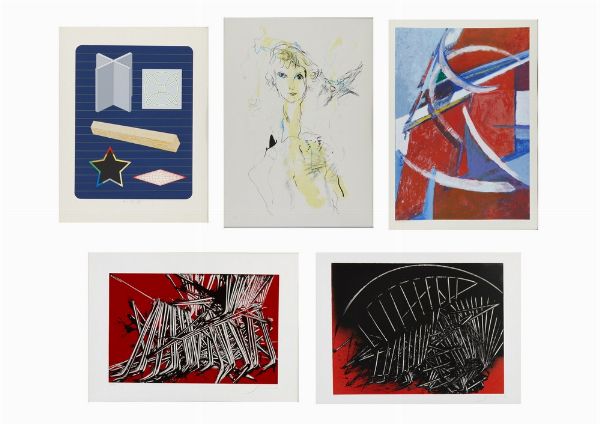 AUTORI VARI : LOTTO COMPOSTO DA N.5 FOGLI: SENZA TITOLO  - Asta Asta 499 | ARTE MODERNA E CONTEMPORANEA Virtuale - Associazione Nazionale - Case d'Asta italiane