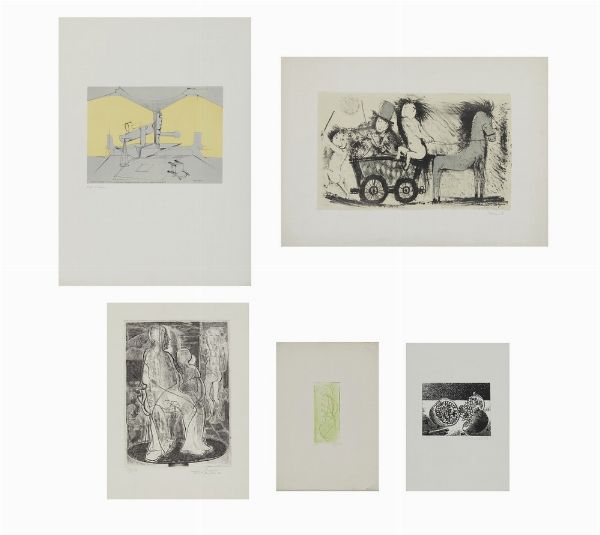 AUTORI VARI : LOTTO COMPOSTO DA N.5 FOGLI  - Asta Asta 499 | ARTE MODERNA E CONTEMPORANEA Virtuale - Associazione Nazionale - Case d'Asta italiane