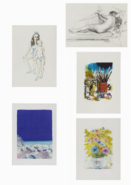 AUTORI VARI : LOTTO COMPOSTO DA N. 5 FOGLI: SENZA TITOLO  - Asta Asta 499 | ARTE MODERNA E CONTEMPORANEA Virtuale - Associazione Nazionale - Case d'Asta italiane