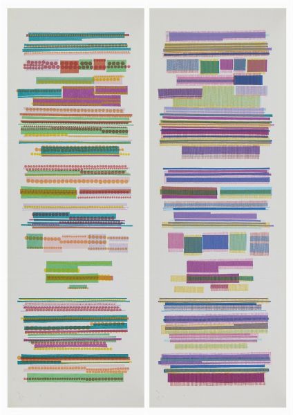 HUBER-AOI KONO (n. 1936) : LOTTO COMPOSTO DA N. 2 FOGLI: ORIZZONTALE - VERTICALE  - Asta Asta 499 | ARTE MODERNA E CONTEMPORANEA Virtuale - Associazione Nazionale - Case d'Asta italiane