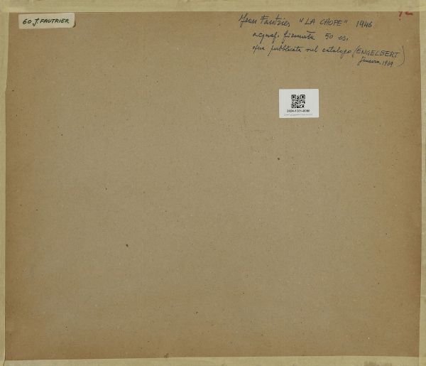 FAUTRIER JEAN (1898 - 1964) : LA CHOPE  - Asta Asta 499 | ARTE MODERNA E CONTEMPORANEA Virtuale - Associazione Nazionale - Case d'Asta italiane