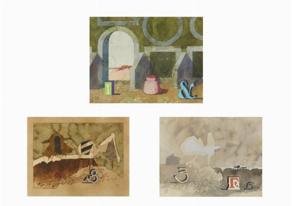 MAZA FERNANDO  (n. 1936) : SENZA TITOLO, LOTTO COMPOSTO DA N.3 OPERE  - Asta Asta 499 | ARTE MODERNA E CONTEMPORANEA Virtuale - Associazione Nazionale - Case d'Asta italiane