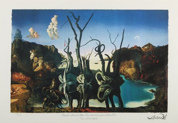 DALI' SALVADOR (1904 - 1989) : CYGNES RFLCHIS EN ELEPHANTS  - Asta Asta 499 | ARTE MODERNA E CONTEMPORANEA Virtuale - Associazione Nazionale - Case d'Asta italiane