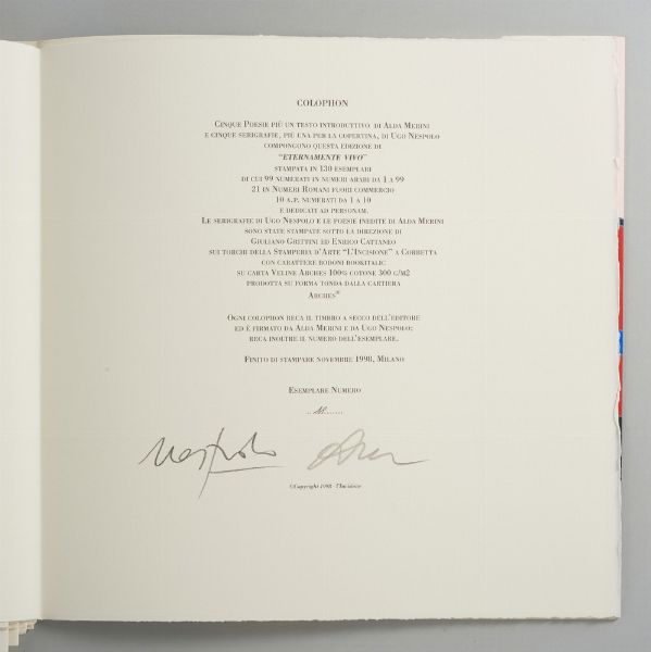 UGO NESPOLO E ALDA MERINI : ETERNAMENTE VIVO  - Asta Asta 499 | ARTE MODERNA E CONTEMPORANEA Virtuale - Associazione Nazionale - Case d'Asta italiane