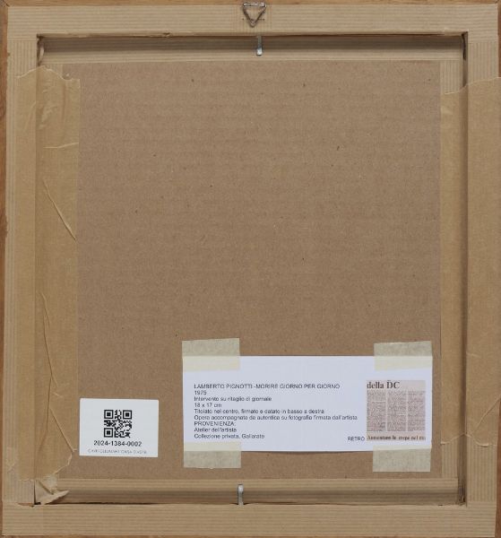 PIGNOTTI LAMBERTO (n. 1926) : MORIRE GIORNO PER GIORNO  - Asta Asta 499 | ARTE MODERNA E CONTEMPORANEA Virtuale - Associazione Nazionale - Case d'Asta italiane