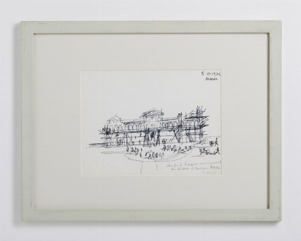 BUZZI TOMASO (1900 - 1981) : IDEA PER IL DISEGNO COMMEMORATIVO DEI 40 ANNI DI LAVORI A MASER  - Asta Asta 499 | ARTE MODERNA E CONTEMPORANEA Virtuale - Associazione Nazionale - Case d'Asta italiane