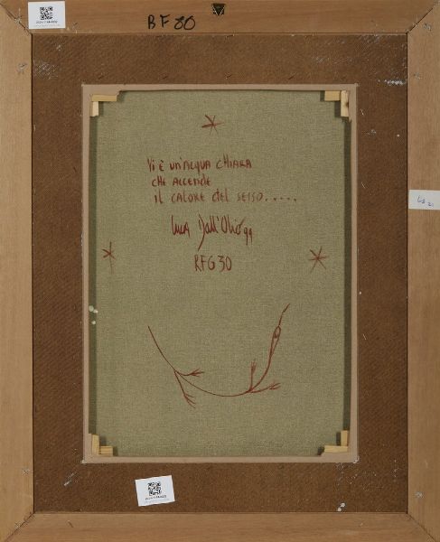 DALL'OLIO LUCA (n. 1958) : VI E' UN'ACQUA CHIARA CHE ACCENDE IL CALORE DEL SESSO  - Asta Asta 499 | ARTE MODERNA E CONTEMPORANEA Virtuale - Associazione Nazionale - Case d'Asta italiane