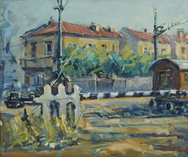 AUTORE NON IDENTIFICATO : PASSAGGIO FERROVIARIO  - Asta Asta 499 | ARTE MODERNA E CONTEMPORANEA Virtuale - Associazione Nazionale - Case d'Asta italiane