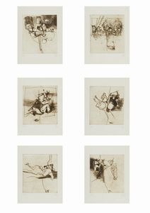 ARNOLDI NAG (n. 1928) - CARTELLA COMPOSTA DA N.7 FOGLI: OMAGGIO A PAOLO UCCELLO