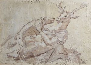 AUTORE NON IDENTIFICATO - ALCE E CANE