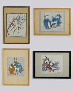 SANTOLI LEONARDO  (n. 1959) - LOTTO COMPOSTO DA N.4 OPERE: SENZA TITOLO