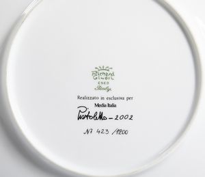 PISTOLETTO MICHELANGELO (n. 1933) : PIATTO DECORATIVO IN CERAMICA  - Asta Asta 499 | ARTE MODERNA E CONTEMPORANEA Virtuale - Associazione Nazionale - Case d'Asta italiane