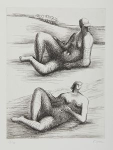 MOORE HENRY (1898 - 1986) - DUE FIGURE DISTESE, 1977-1978