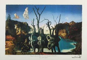 DALI' SALVADOR (1904 - 1989) - CYGNES RFLCHIS EN ELEPHANTS