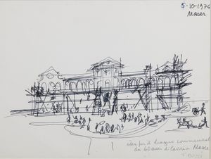 BUZZI TOMASO (1900 - 1981) - IDEA PER IL DISEGNO COMMEMORATIVO DEI 40 ANNI DI LAVORI A MASER