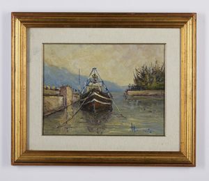 AUTORE NON IDENTIFICATO : PORTICCIOLO DI TOSCOLANO LA DRAGA  - Asta Asta 499 | ARTE MODERNA E CONTEMPORANEA Virtuale - Associazione Nazionale - Case d'Asta italiane