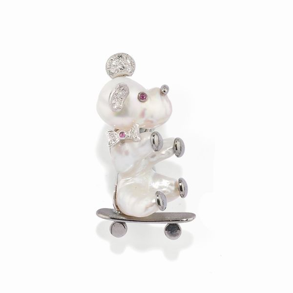 Spilla con perla barocca  - Asta Gioielli - Associazione Nazionale - Case d'Asta italiane