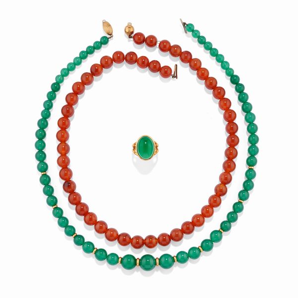 Due collane e un anello con pietre dure  - Asta Gioielli - Associazione Nazionale - Case d'Asta italiane