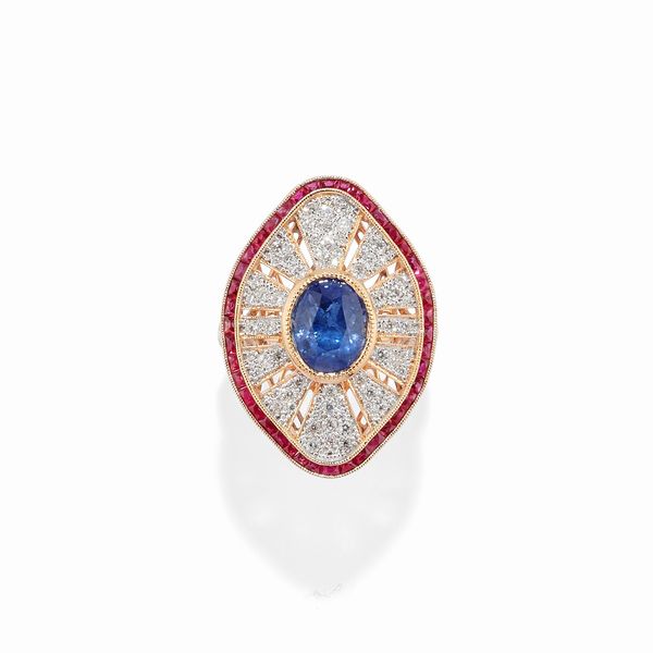 Anello con zaffiro  - Asta Gioielli - Associazione Nazionale - Case d'Asta italiane