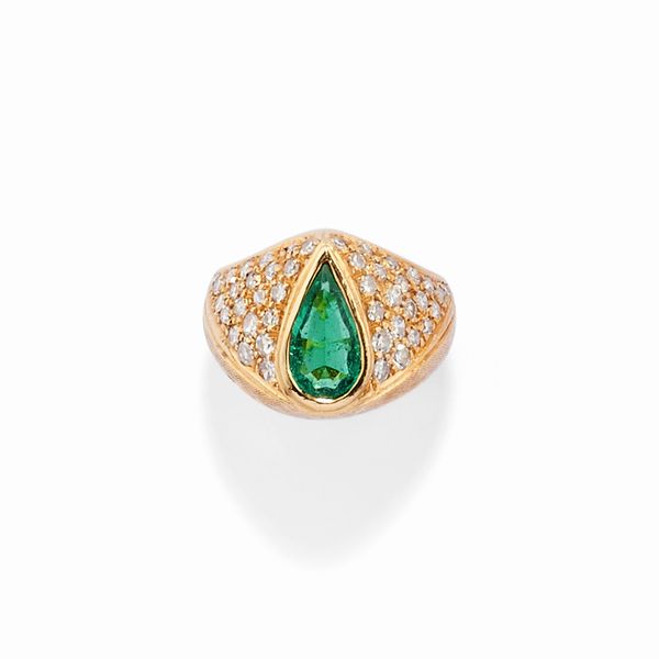 Anello con smeraldo  - Asta Gioielli - Associazione Nazionale - Case d'Asta italiane