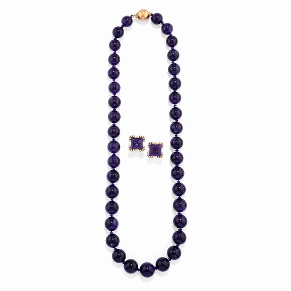 Collana e coppia di orecchini con ametiste  - Asta Gioielli - Associazione Nazionale - Case d'Asta italiane