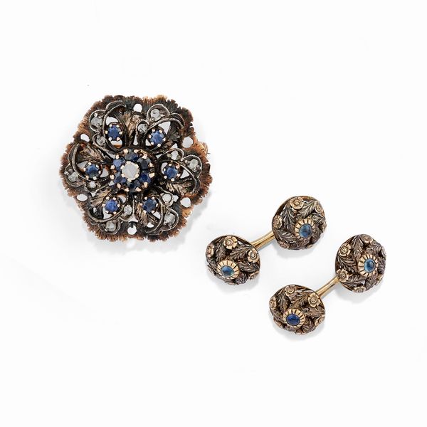 Spilla e coppia di polsini  - Asta Gioielli - Associazione Nazionale - Case d'Asta italiane