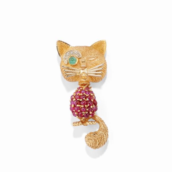 Spilla gatto  - Asta Gioielli - Associazione Nazionale - Case d'Asta italiane